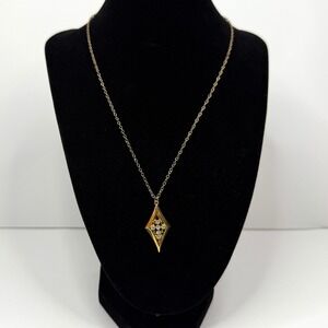 Diamond Rhinestone Cross Pendant Necklace Gold Tone Star Fashion Jewelry 10 in